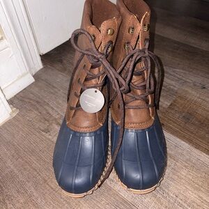 London Fog Brown and Blue Winter Boots